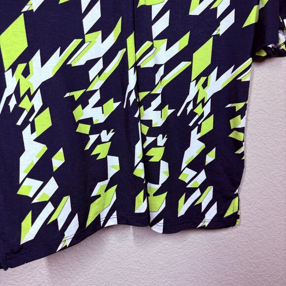 Marble Size XS Relaxed Fit Shirt Blouse Green Nacy Abstract Print Puff Sleeves - Picture 4 of 7